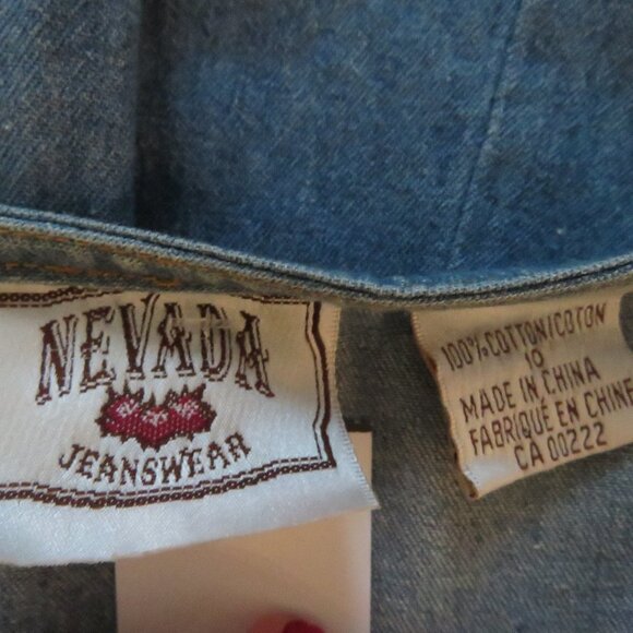 VINTAGE NEVADA JEANSWEAR Light Denim Pearl Snap Maxi Dress - Size 10 - Picture 14 of 15